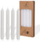 COMFORDER Stabkerzen Set, 4x Tafelkerzen einfarbig + gerippt, 20cm, 7 Stunden Brenndauer (Weiß)