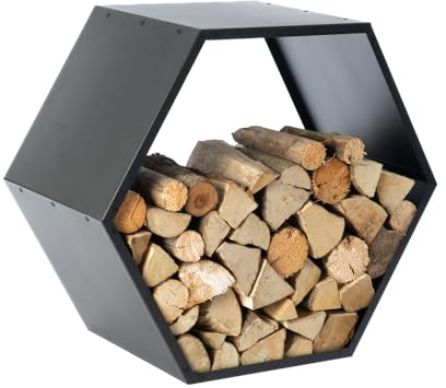 WESTMANN Kaminholzregal Biene | 88x45x77 cm Stahl | Brennholzständer & Kaminholzlager zum Verstauen von Feuerholz