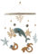 Meer Welt Mobile Baby Windspiele, 3D Delphine Mobile Baby Holz mit Filzbällen, Mobile Baby Mädchen Bettglocke Anhänger für Babybett Jungen und Mädchen (Blau)