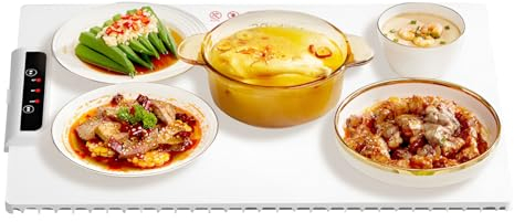 NIWAQ - Bandeja eléctrica portátil con calefacción, bandejas térmicas para alimentos | Bandeja de calentamiento plegable de silicona | Bandeja eléctrica con calor rápido para cocina doméstica