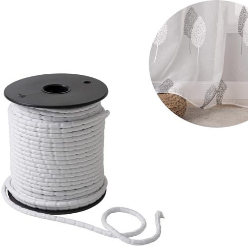 Mein HERZ Filo di Piombo per Tende, Pesi per Tende 5m,Corda in Piombo per Tende Piombini per Tende da Esterno Interno per Tende da Doccia Tovaglia Tendine Finestra per Evitare di Soffiare