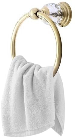 Apriltop Kristall Handtuchring 13.5cm, 180 Grad Drehung Handtuchhalter Ring zur Aufbewahrung von Handtüchern, Gold, mit Robuster Basis