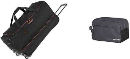 Travelite 2-Rad Trolley Reisetasche Gr. L mit Dehnfalte, Gepäck Serie Basics & Handgepäck Kosmetiktasche, Gepäck Serie Kick Off