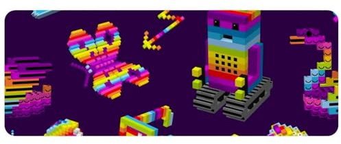 Gaming-Mauspad, großes Mauspad für Schreibtisch, Heimbüro, rutschfeste Gummiunterseite, Tastatur-Pad, Laptop-Schreibtischunterlage, Mauspad, 79,5 x 30 x 0,2 cm, Pixel Art Roboter, Planet,