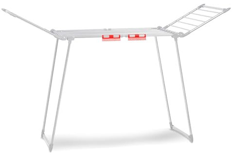 Massido Wäscheständer XXL Rostfrei Outdoor Ausziehbar Teleskopisch Wäscheflügeltrockner Wäschetrockner Ständer Stabil Mit Rutschfesten Füßen Große Trockenfläche 27 M Lydia 190-260 x 60 x 117 cm