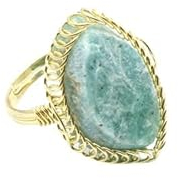 DyLyz Boho Unregelmäßiger Amazonit Stein Verstellbare Ringe Vintage Handgemacht Draht Wickel Rohstein Chakra Ring Natürlicher Edelstein Kristall Geburtsstein Ringe Für Party Urlaub