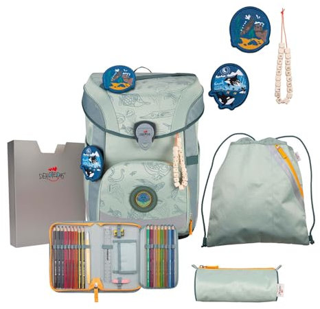 DerDieDas ErgoFlex Easy Exklusiv Neon Schulranzenset 5-teilig Grey Planet