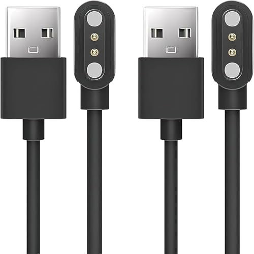 Chargeur Montre Connectée Universel, Cable USB 2 Broche Chargeur pour Smartwatch, Adaptateur Charge Montre Magnétique, Espacement des contacts du chargeur 2,84 mm(Paramagnetic-A & Diamagnetic-B)