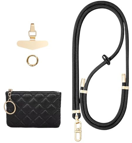 Kinretixia Handy Umhängeband Set Mit Verstellbarer 160cm Schnur, Herausnehmbarer Leder Münzgeldbörse, Für Smartphones Von 4.0 bis 6.7 Zoll