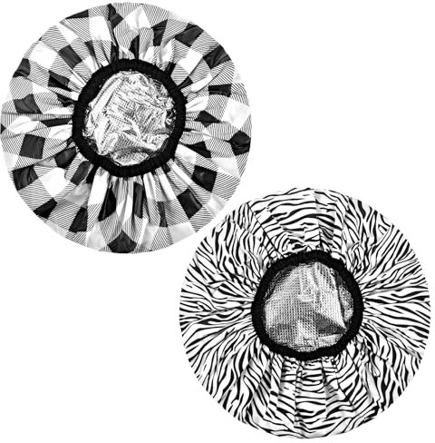 2 Pcs Heat Cap for Deep Conditioning, Waterproof Double Layer Heat Cap, Reusable Large Hot Oil Hair Treatment Caps or Long Thick Hair(Black Series)