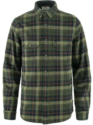 Fjällräven Herren Singi Heavy Flannel Hemd, Black/Deep Forest, XL