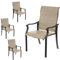 Amopatio 4er Set Gartenstühle, Hochlehner Stuhl mit Armlehne, Gartenstuhl Metall, Stuhl mit Armlehne, Stühle Wetterfest, Terrassenstühle, Gartensessel für Garten, Terrasse, Balkon, Braun