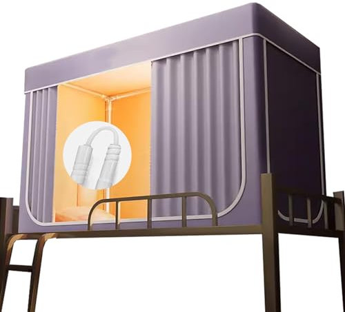 Tenda a baldacchino per letto singolo, portatile, con pali per letto a castello, per la privacy, con tende oscuranti e traspiranti, viola, 80 x 180 x 89 cm