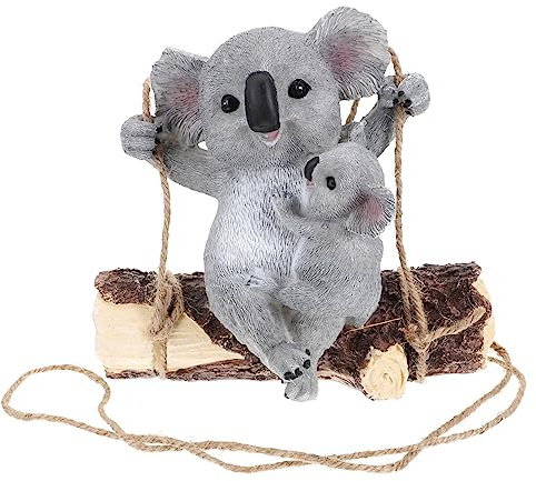 HANABASS Koala Gartenfigur aus Kunstharz mit Seil für Garten und Hof | Vivid Modelliert, Formstabil und Langlebig, als Hängedeko für Außenbereich, ein Stück