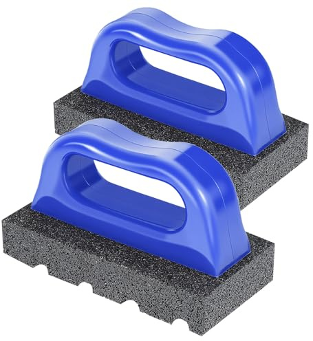 2 Pcs Rub Brick with Handle Concrete 20 Grit Masonry Tools Smoothing Cleaning Removing Marks Tool