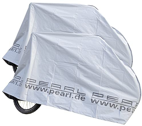 PEARL Fahrradplane: 2er-Set Zweiradgaragen für Fahrräder/E-Bikes/Motorroller, silber (Fahrradhaube, Fahrradgarage für 2 e-Bikes, Plane)