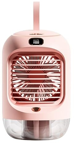 LIANGGM Kühlender leiser Ventilator in 90° oszillierendem Schreibtisch, 3 Geschwindigkeiten, persönliches warmes Nachtlicht, Reise-Persönlichkeit, Rosa