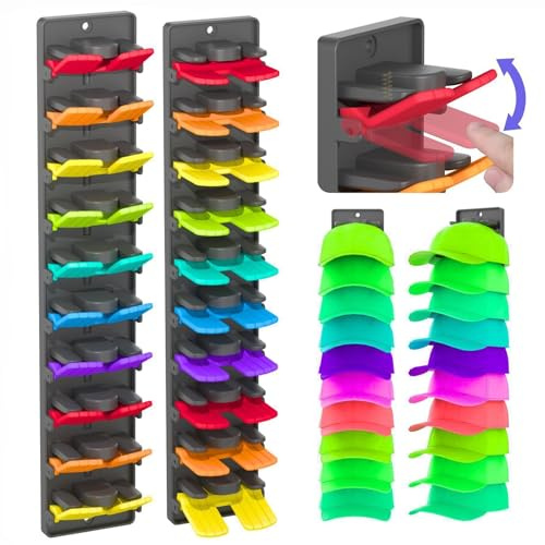 SINZONEu® Organizzatore Cappelli Baseball 2-Pack,Portacappelli a Parete con 20 Clip a Molla Archivazione Regolabile per Armadio & Porta Adesivo Forte & Viti Incluse Multi-Colore