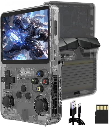 R36S Console Portable Améliorée Console Portable Retrogaming Fonction D'archivage Manuel Boutons Ergonomiques Console de Jeux Portable Plus de 15 000 Jeux, Possibilité D'ajouter D'autres Jeux (Noir)