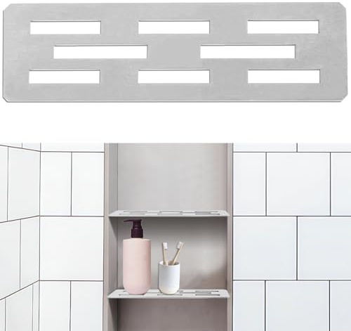 merrisport Rectangular Shower Niche Shelf for 12 Inch Tile, Tile Ready Niche Insert with Brushed 316 Stainless Steel, Fits 1/8 Inch Grout Lines, Recessed Shower Shelf
