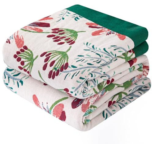 Dormilin Premium Boho Tagesdecke 200x230cm, 100% Baumwolle Doppelseitige Musselin Decke, Kuschelige Sofadecke & Bettüberwurf, Atmungsaktiv für Wohnzimmer und Schlafzimmer