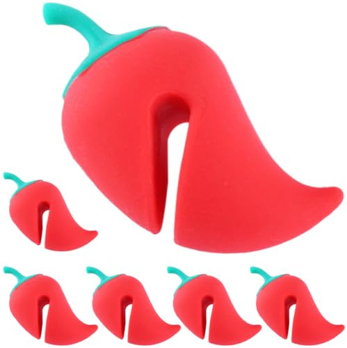 Alasum 6pcs Red Pepper-shaped Kitchen Gadget Pot Lid Boil Lifter with Smooth Surface and Safe to Touch Plastic Material for Small Pot Lid Overflow Prevention