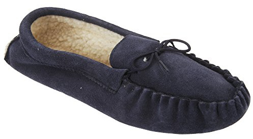 Mokkers JAKE Mens Suede Moccasin Slippers Navy