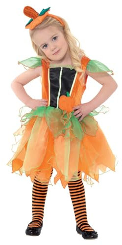Smiffys Pumpkin Fairy Costume, Orange with Dress & Headband, Halloween Child Fancy Dress, Pumpkin Dress Up Costumes