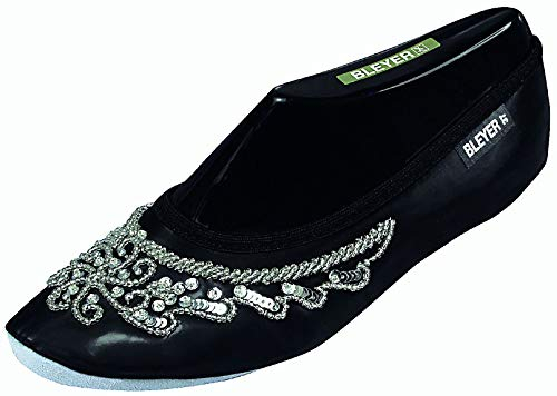 Bleyer Pailettenbestickte Bauchtanzschuhe, Gymnastikschuhe orientalischer Tanz-Schuhe, schwarz-Silber (36)