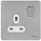 Schneider Electric GU3410WSS Ultimate Screwless Flat Plate, Switched Single Power Socket, Stainless Steel with White Insert, 13 A, 1 Gang