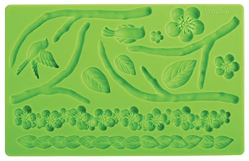 Wilton Fondant & Gum Paste Mold Nature Silikonform, Silikon, grün, 1 x 12 x 26 cm