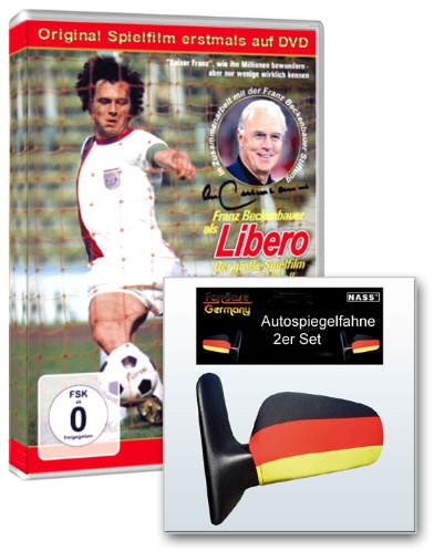 Franz Beckenbauer als Libero (+ 2 Autospiegelfahnen)