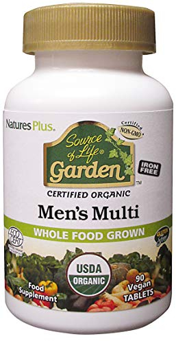 NaturesPlus Source of Life Garden Men Multi - Organic, Plant Based Multivitamin for Men - Energy, Immune Support with Zinc, Selenium, Turmeric - Vegan, Gluten Free - 90 Tablets