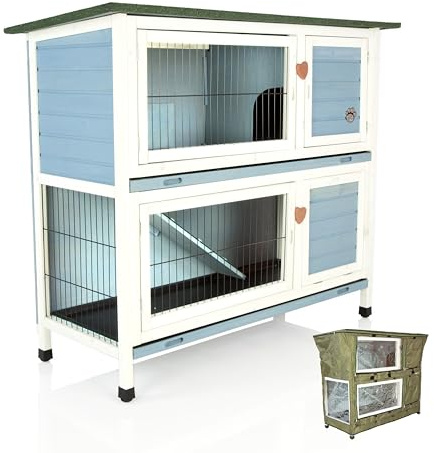 Rabbit Hutch And Cover 4ft Blue Hide Rabbit Run Guinea Pig House by Cozy Pet Ferret Cage Rabbit Hutches in Blue RH04BL + RH04C