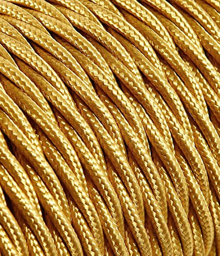Cable eléctrico trenzado/trenzado revestido de tela. Color dorado. Sección 3 x 2,50 (10 metros)