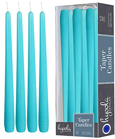 Hyoola Stabkerzen - 30 cm Hellblau-Türkis, Tropffreie Tafelkerzen - Kerzen Lange Brenndauer 10 Stunden - 12er Pack