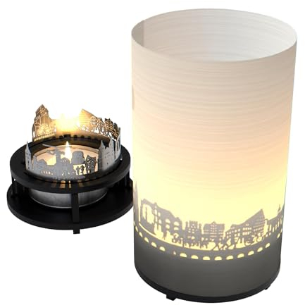 Hildesheim Premium Geschenkbox - Magisches Schattenspiel: Silhouette & Skyline der historischen Stadt Hildesheim als Motivkerze, ein beliebtes Souvenir für Sammler, Reisende und Hildesheim-Fans
