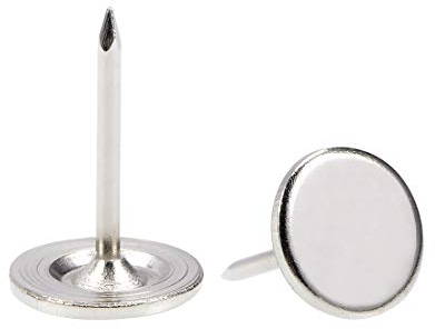 sourcing map 50 Stück Polsternägel, flacher Kopf 11mmx17mm Möbelnägel,Reißnägel für Möbel, Sofa Kopfteile Silber