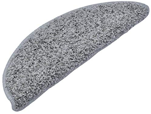 vidaXL 15x Stufenmatte Halbrund rutschfest Stufenmatten Treppenmatten Treppenteppich Stufenschoner Treppenschoner Treppenschutz Matte Grau 65x21x4cm