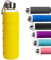 Ferexer Bouteille d'eau en Verre Borosilicate Gourde d'eau en Verre avec Manchon en Silicone sans BPA 1000 ML Jaune