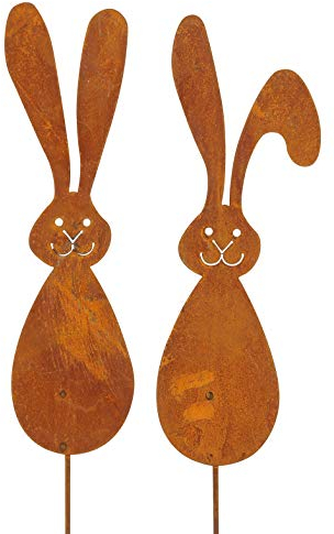 dekorativer Gartenstecker Oster-Deko-Stecker Osterhase Langohr Metall edelrostig Preis für 2 Stück