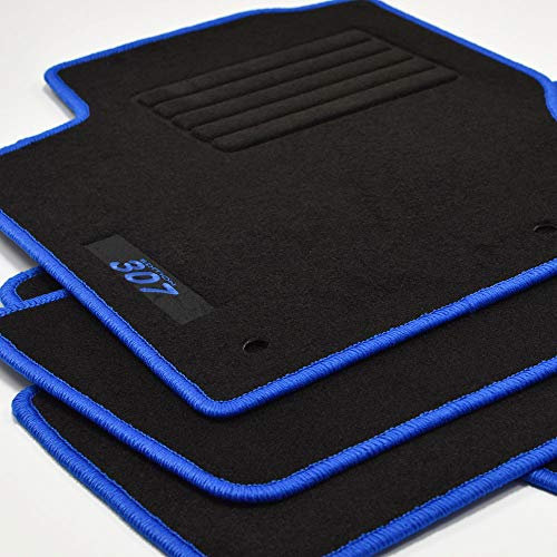 Mattenprofis Velours Logo Fußmatten passend für Peugeot 307 + 307 SW + 307 Break ab Bj.2002-2009 blau