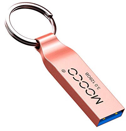 Metal USB 3.0 128GB Flash Drive Bulk Waterproof Thumb Drive Jump Drive Pen Drive Memory Stick Keyring,Silvery. (128GB, Rose gold USB3.0)