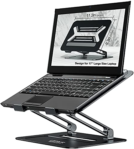 urmust Laptop Stand, Aluminum Computer Stand with Heat-Vent, Adjustable Multi-Angle Notebook Holder Compatible for MacBook Air, Pro, Lenovo All Laptops 11-17inches (Black)