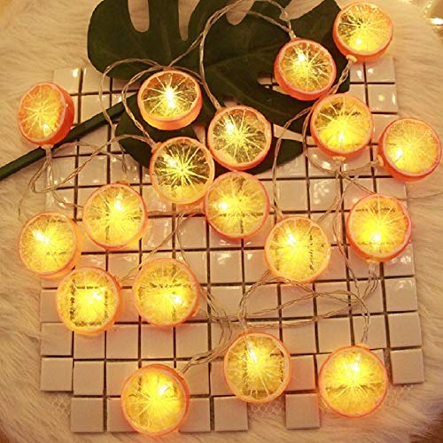Riaxuebiy LED Simulation Frucht Orange Zitrone Scheiben Lichterketten Girlande Zitrone Fee Nachtlichter Kranz Hängelampe Batterie Powered for Home Hochzeit Party Garten Dekoration (Orange, 6m/40LED)