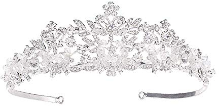 Voarge Tiara Kristallkrone für Bridal, Prinzessin Diadem Hochzeit Tiara Crown, Vintage Prinzessin Krone, für Hochzeit Geburtstag Prom Brautdusche Weihnachten Halloween Kostüm, Blütenform