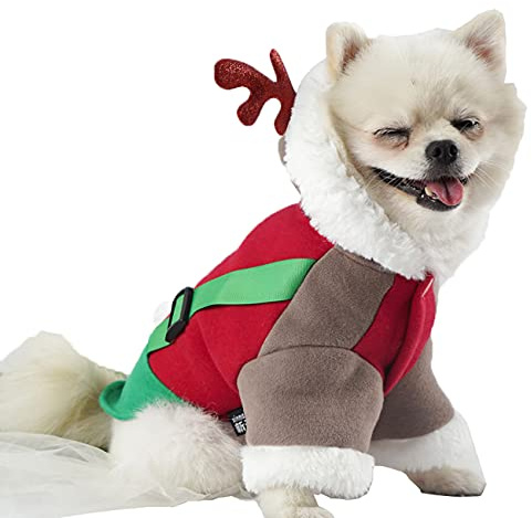SAMGU Hundekleidung Warm Weihnachten Hundepullover Kapuzenpullover (XL, Elch)