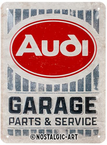 Nostalgic-Art Plaque vintage, Audi - Garage – Idée de cadeau pour fans d'accessoires automobiles, en métal, Design rétro pour décoration, 15 x 20 cm 26263