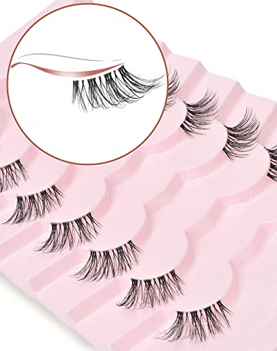 Onlyall Natürliche Wimpern Halbe Wimpern Natürlicher Look Falsche Wimpern Zarte Wimpern Natürliche Wimpern Klare Bandwimpern Pack 3D Nerzimitat Wimpern 7 Paare C03