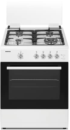 INFINITON Cocina de gas CC60BLE - Ancho 60cm, 4 Zonas, Blanco, Quemadores con seguridad FFSD, compatible gas Natural y Butano